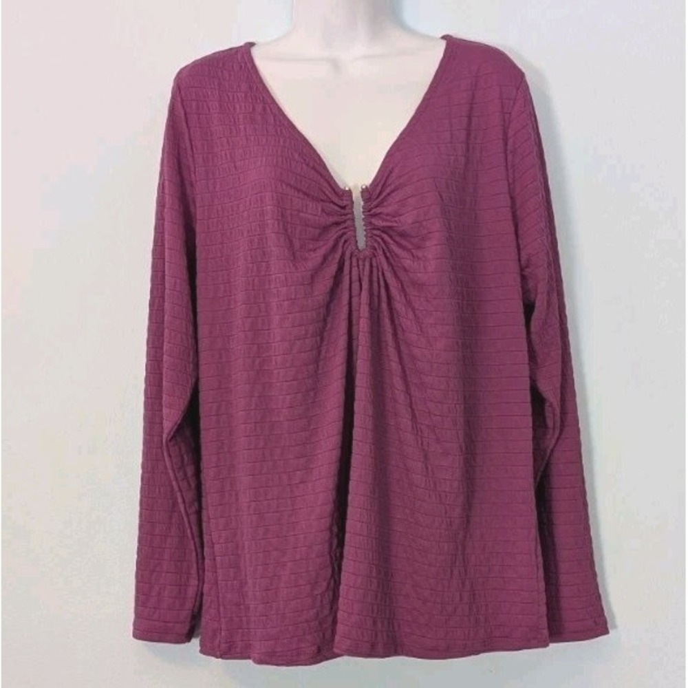 Lane Bryant Stretch Top Hardware Detail Women's 1X 18/20 Byzantium Purple
